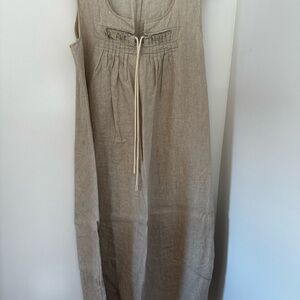 Crea Concept Paris Maxi Sleeveless Tan Linen Dress